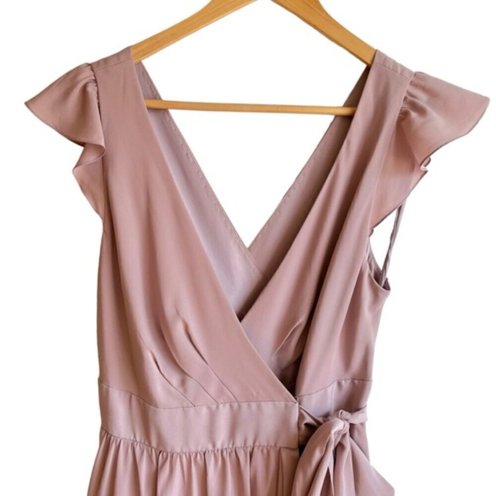 BHLDN Hitherto Sydney Wrap Dress Size 6 Mauve Pink Cap Sleeve Bridesmaids - Picture 3 of 11